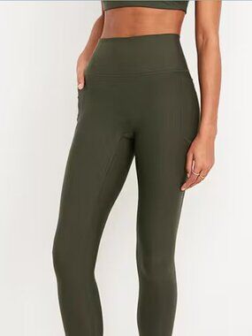 Old Navy High-Waisted PowerSoft Pocket Leggings Military Green (XL)